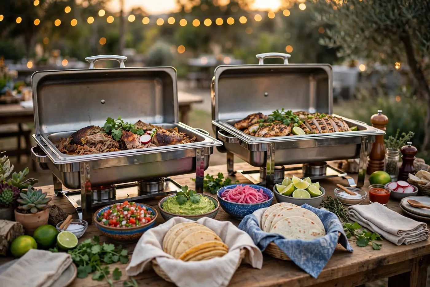 Taco bar catering station